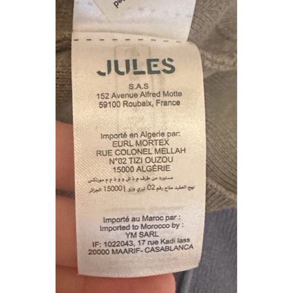 Jules Men's Zip Up Sweater XS Made In France 100% Cotton - Picture 4 of 5